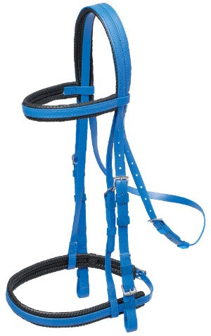 Blue and black horse bridle on a white background.
Zilco Horse Bridal.
Made by Zilco Australia.
Available with Nice Equestrian Wukair Doha Qatar.
