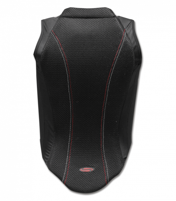 An adult-sized black Swing P07 back protector with spine protection, featuring zip and touch tape fasteners.