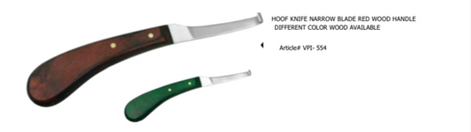 Hoof Knife Narrow Blade Red/Green Wood