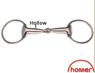 A metal hollow mouth bit for horses used in equestrian sports.
Homer brand.
Available with Nice Equestrian Wukair Doha Qatar