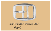 An image of a K9 buckle double bar type typically used for horse accessories.