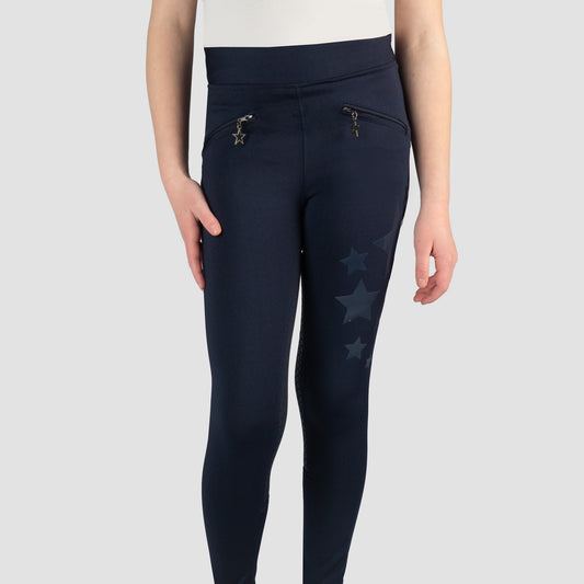 Horka riding tights for children with decorative stars on the legs.
Available with Nice equestrian Wukair Doha Qatar