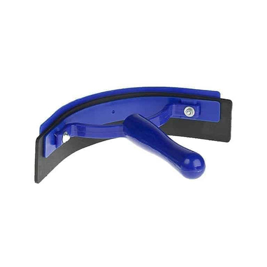 A blue and black one-hand sweat scraper used for horse grooming.
Horze. Available at Nice Equestrian Wukair Doha Qatar.