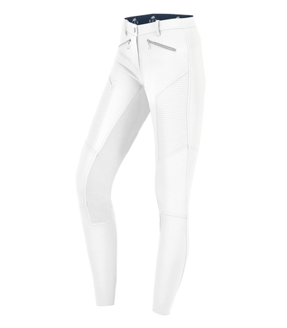A pair of ladies equestrian riding pants with a full seat and elastic flared bottoms. Waldhausen German