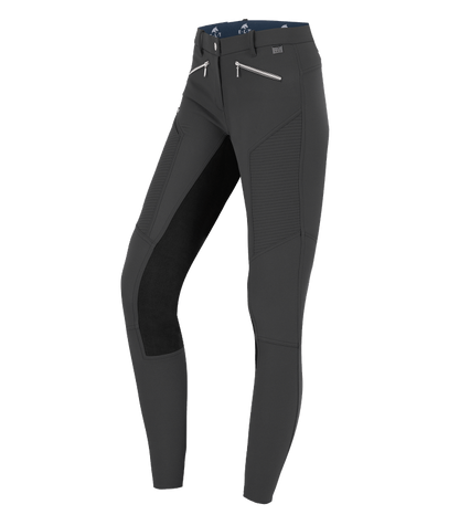 A pair of ladies equestrian riding pants with a full seat and elastic flared bottoms. Waldhausen German