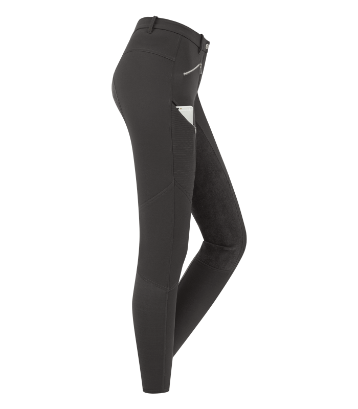 A pair of ladies equestrian riding pants with a full seat and elastic flared bottoms. Waldhausen German