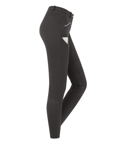 A pair of ladies equestrian riding pants with a full seat and elastic flared bottoms. Waldhausen German