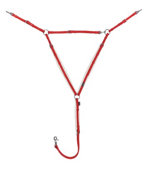 Red horse Safety Harness on a white background.
Arab.
Zilco Australia.  Available at Nice Equestrian Wukair Doha Qatar.