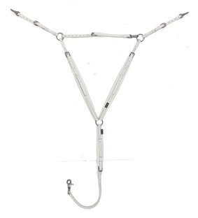 White safety harness with a hook on a white background.
Arab.
Zilco Australia.  Available at Nice Equestrian Wukair Doha Qatar.