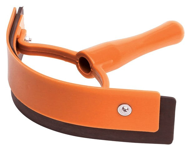 Orange leather belt with a metal buckle on a white background Zilco Sweat Scraper.
Available with Nice equestrian Wukair Doha Qatar.