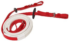 Red rein with black handle on a white background.
Zilco Reins.
A reliable product from Zilco Australia.
Available at Nice equestrian Wukair. Doha. Qatar.