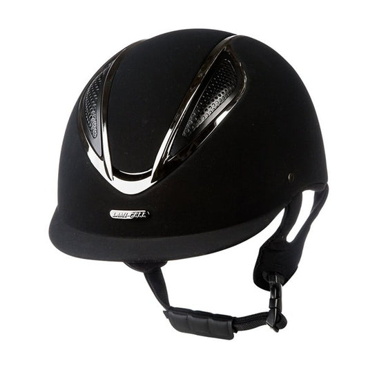 Black riding helmet with a brand logo Lamicell.
Black equestrian helmet with a textured design on a white background.
Zilco Lamicell Helmet.
Reliable quality. With top safety features.
Available with Nice equestrian Wukair Doha Qatar.