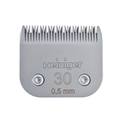 A Heiniger snap on clipper blade with the number 30 and 0.5 mm depth setting clearly visible.
Available at Nice Equestrian Wukair Doha Qatar