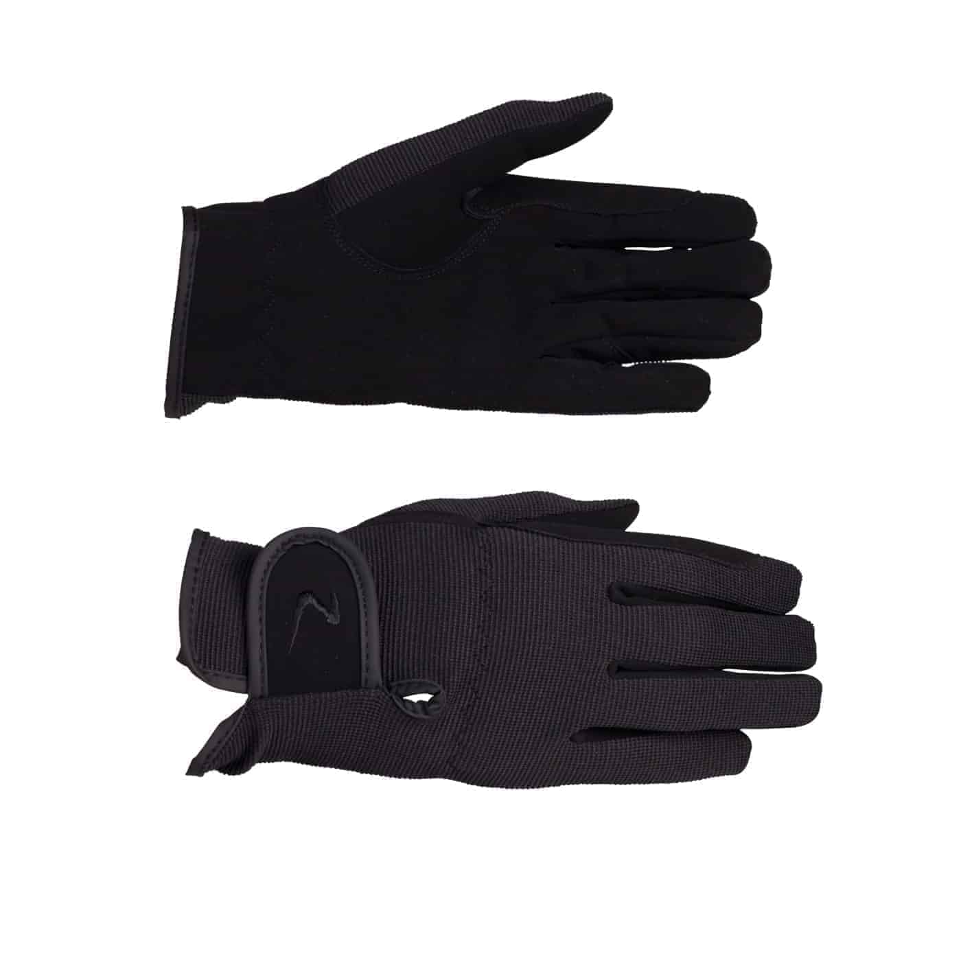 A pair of black Horze multi-stretch riding gloves displayed on a white background.
Horze.
Available at Nice Equestrian Wukair Doha Qatar