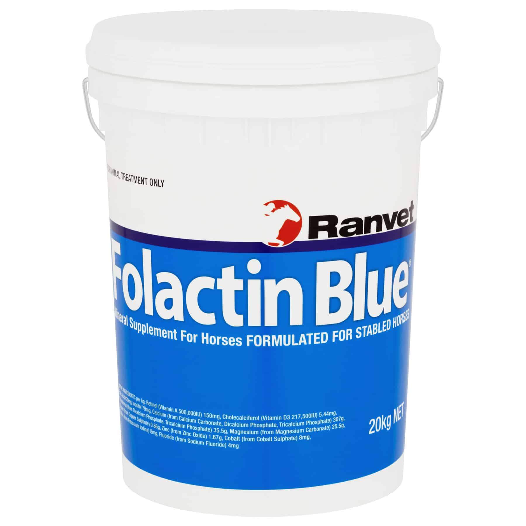 Available with Nice Equestrian Wukair Doha Qatar. Ranvet Supplements for horses and camels. Ranvet Folactin Blue 20Kg