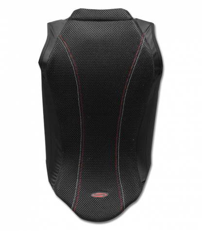 An adult-sized black Swing P07 back protector with spine protection, featuring zip and touch tape fasteners.