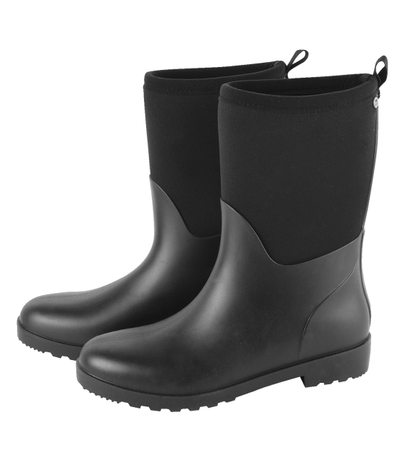A pair of black, half-high stable boots with an elastic shaft and a soft, breathable textile lining.