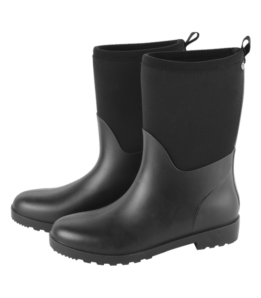 A pair of black, half-high stable boots with an elastic shaft and a soft, breathable textile lining.
